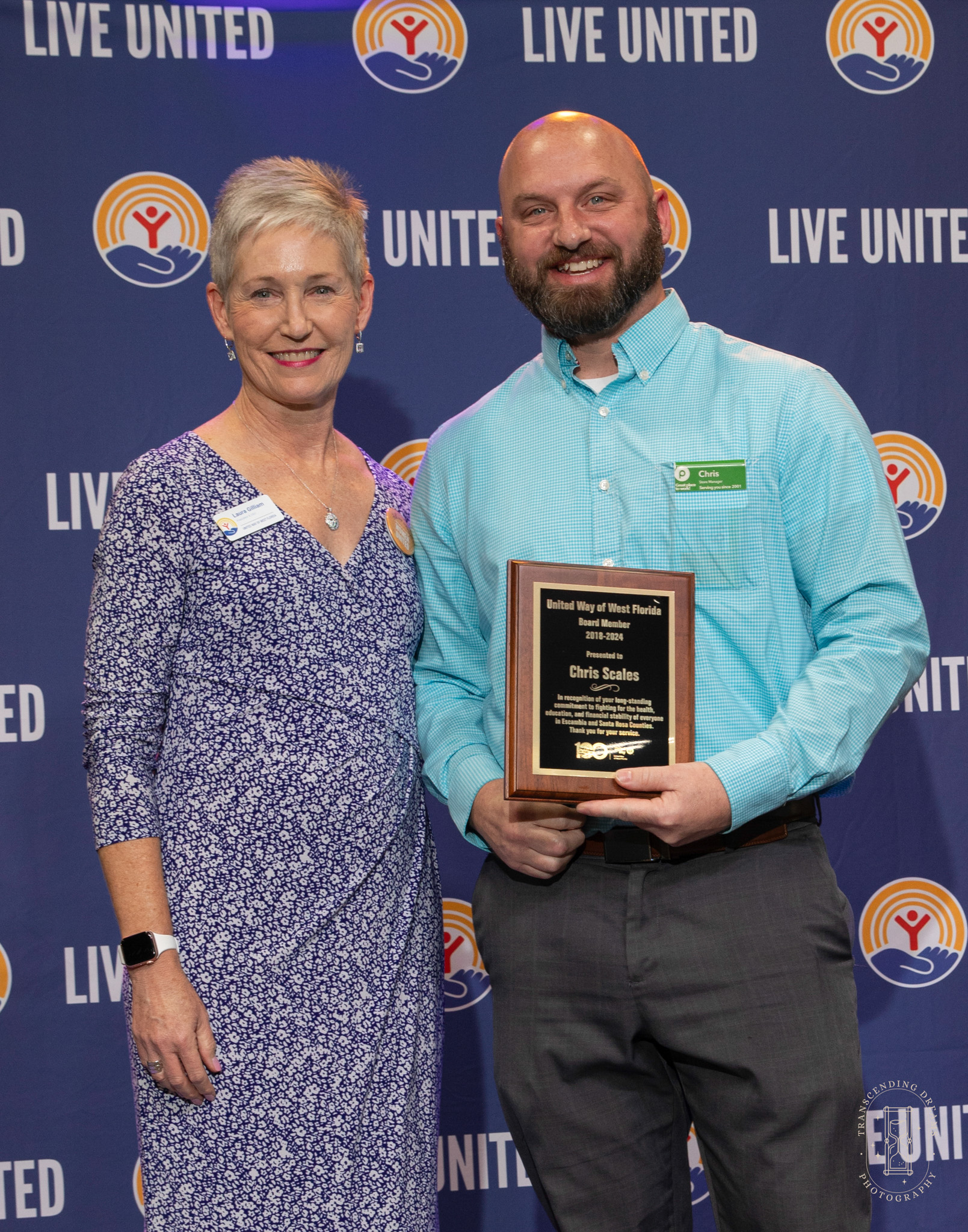 Laura Gilliam and Chris Scales, out going board member